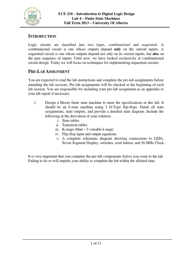 Traffic Light Controller FSM Lab Guide | PDF | Electronic Circuits ...