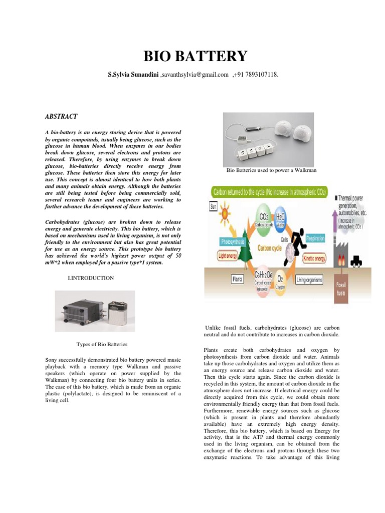 Bio Battery | PDF | Anode | Cathode