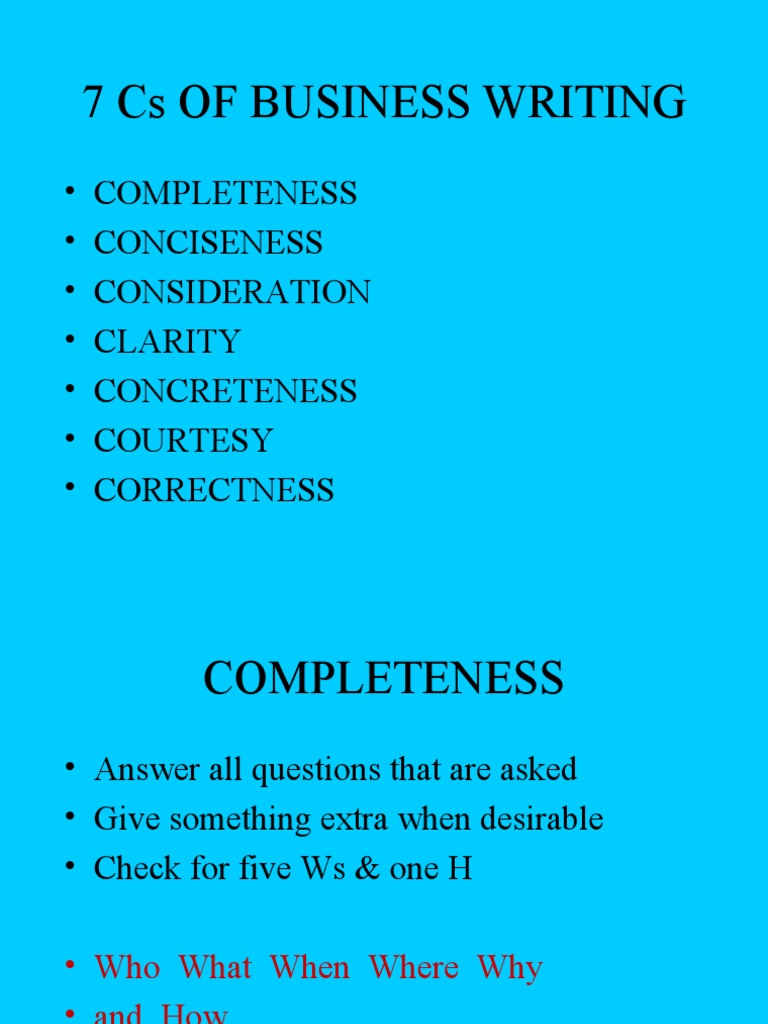 7 Cs of Business Writing | PDF | Career & Growth | Law
