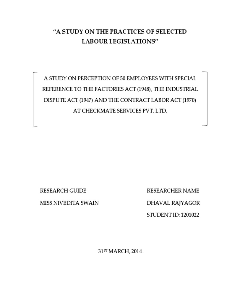Labour Legislation Practices Study | PDF