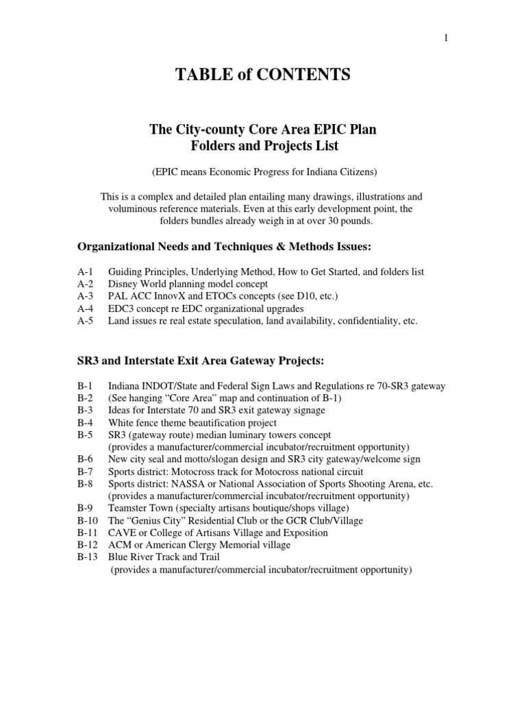 The city county core area epic plan folders and projects list pdf