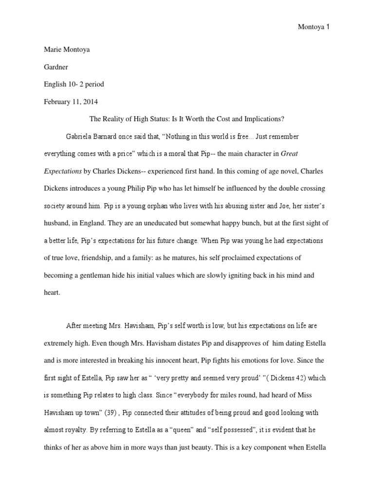 great expectations literary analysis essay