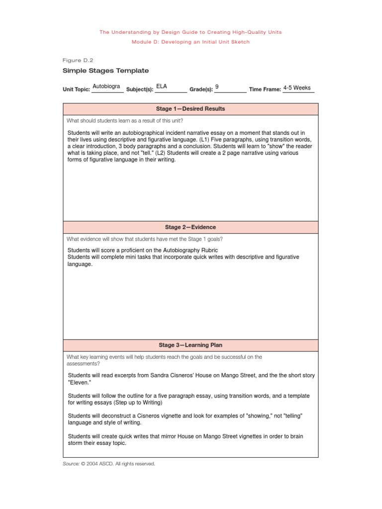 Ubd Lesson Plan | PDF | Essays | Educational Assessment