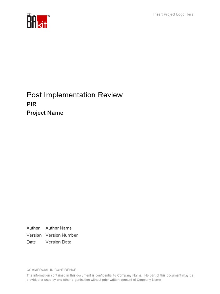 Post Implementation Review Template | PDF