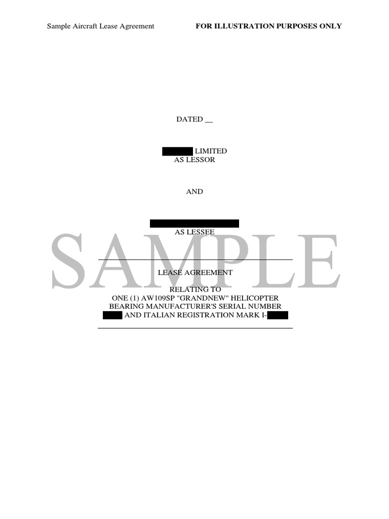 Sample Aircraft Lease Agreement | PDF | Lease | Income Statement