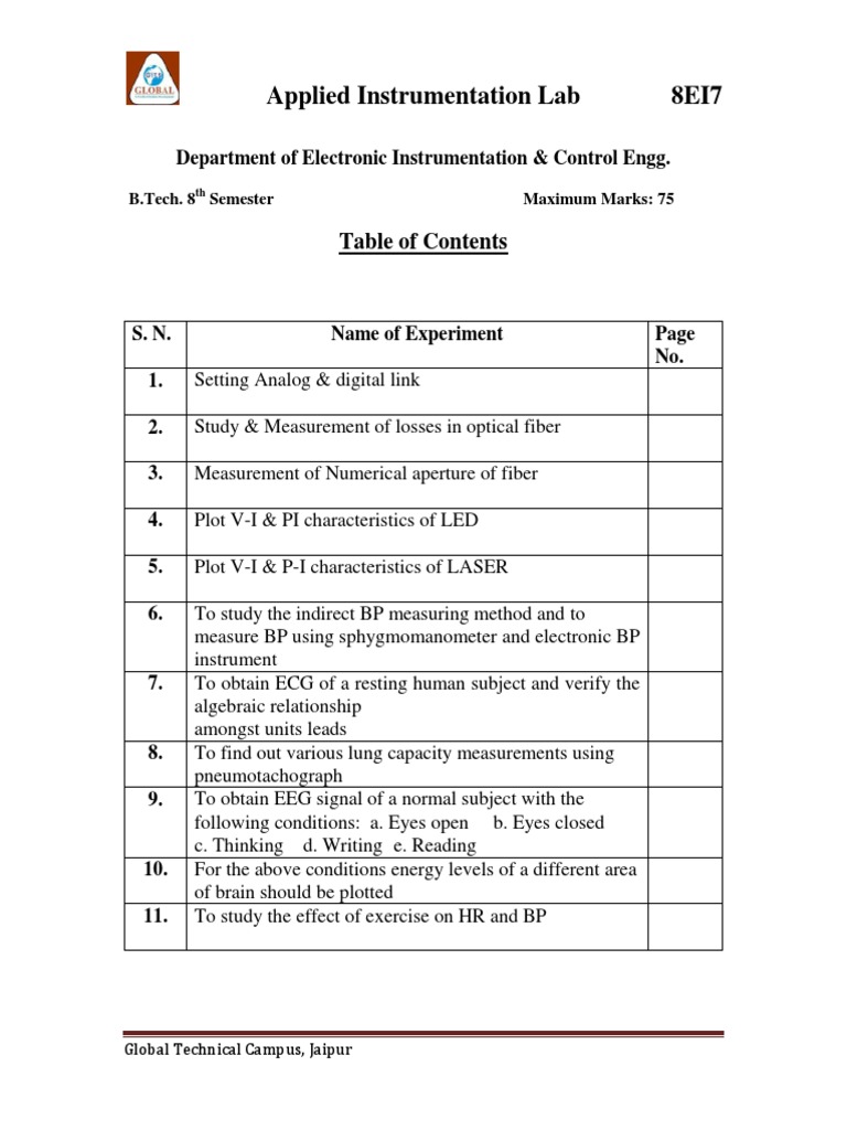 Applied Instrumentation Lab Experiments | PDF