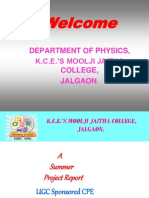 Welcome: Department of Physics, K.C.E.'S Moolji Jaitha College, Jalgaon