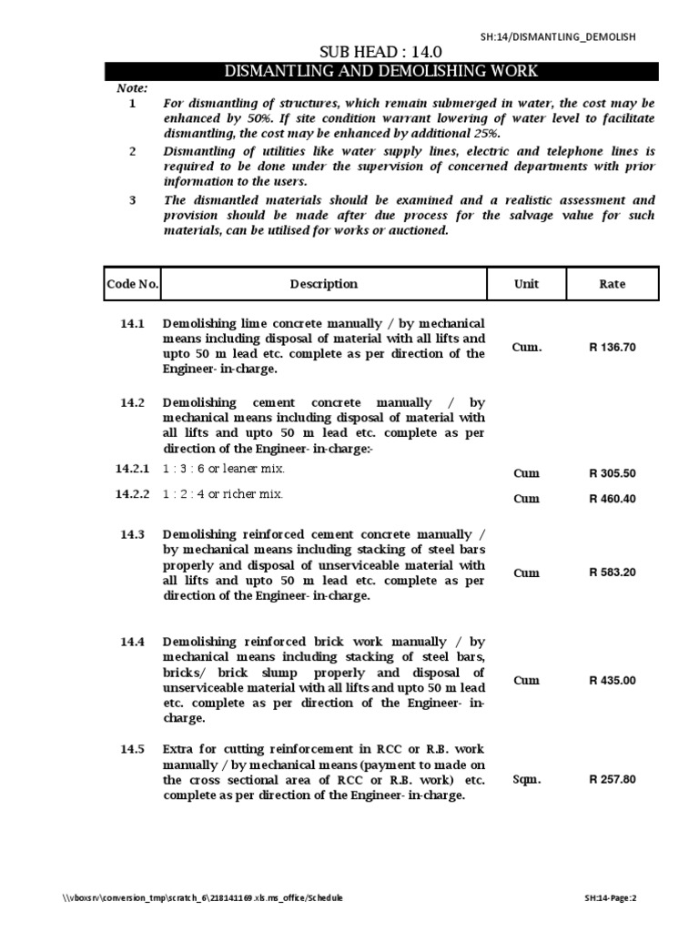Dismantling and Demolition Rates | PDF | Truss | Mortar (Masonry)