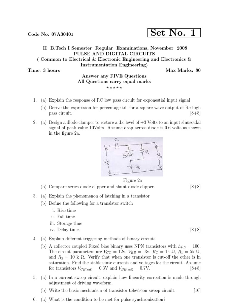 PDC regular jntu question papers 2008 Electronic Circuits Amplitude