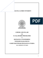 M. Tech. Mechanical Engineering Scheme and Syllabi for Computer Integrated Manufacturing