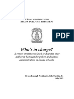 Who’s in charge? A report on issues related to disputes over authority between the police and school administrators in Bronx schools.