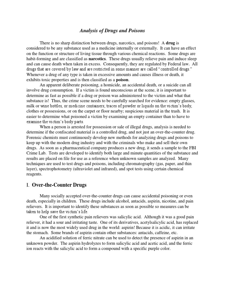 Drugs and Poisons Analysis | PDF