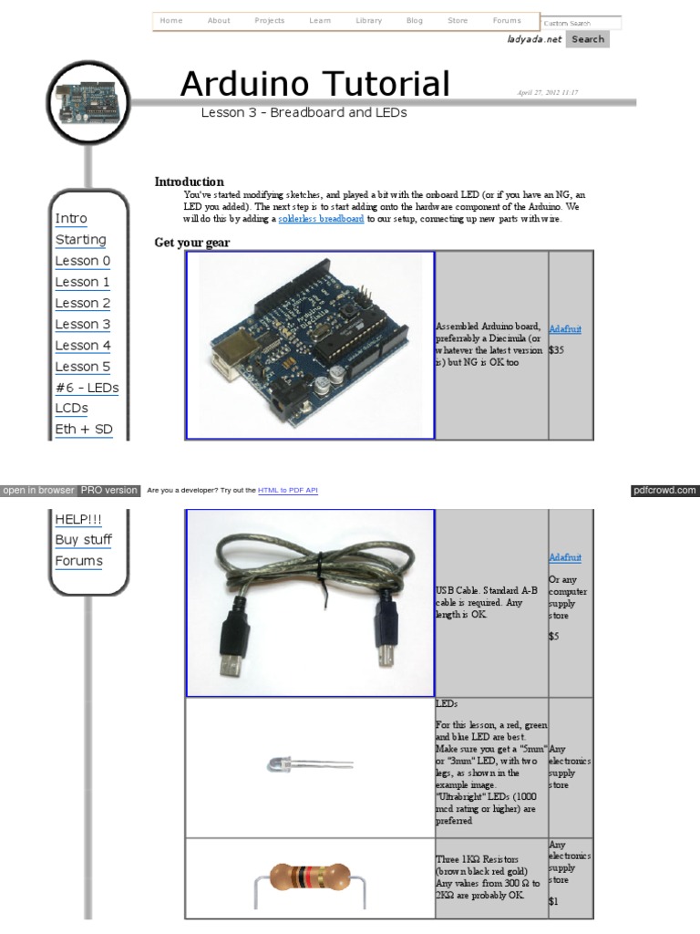 WWW Ladyada Net Learn Arduino Lesson3 HTML | PDF | Electrical ...