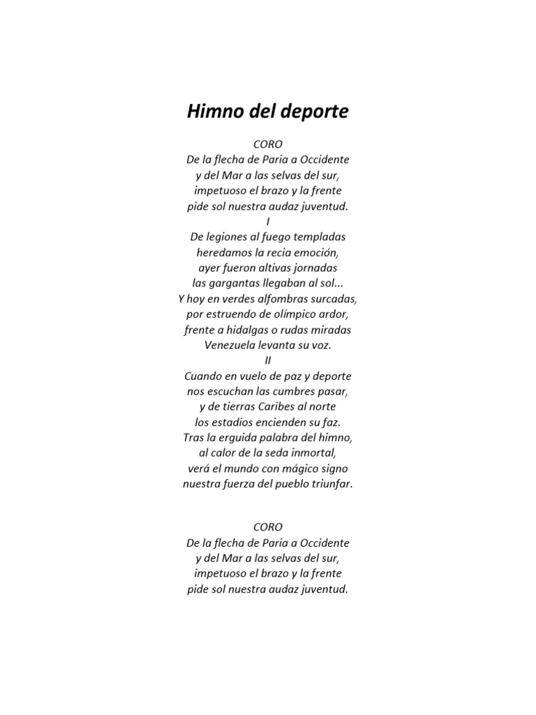 Himno Del Deporte Y Su ReseÑa Historica Pdf