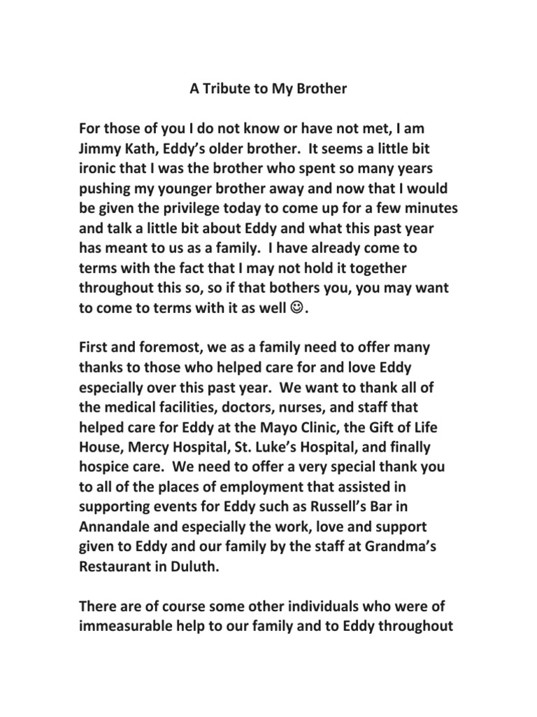 A Tribute to My Brother
