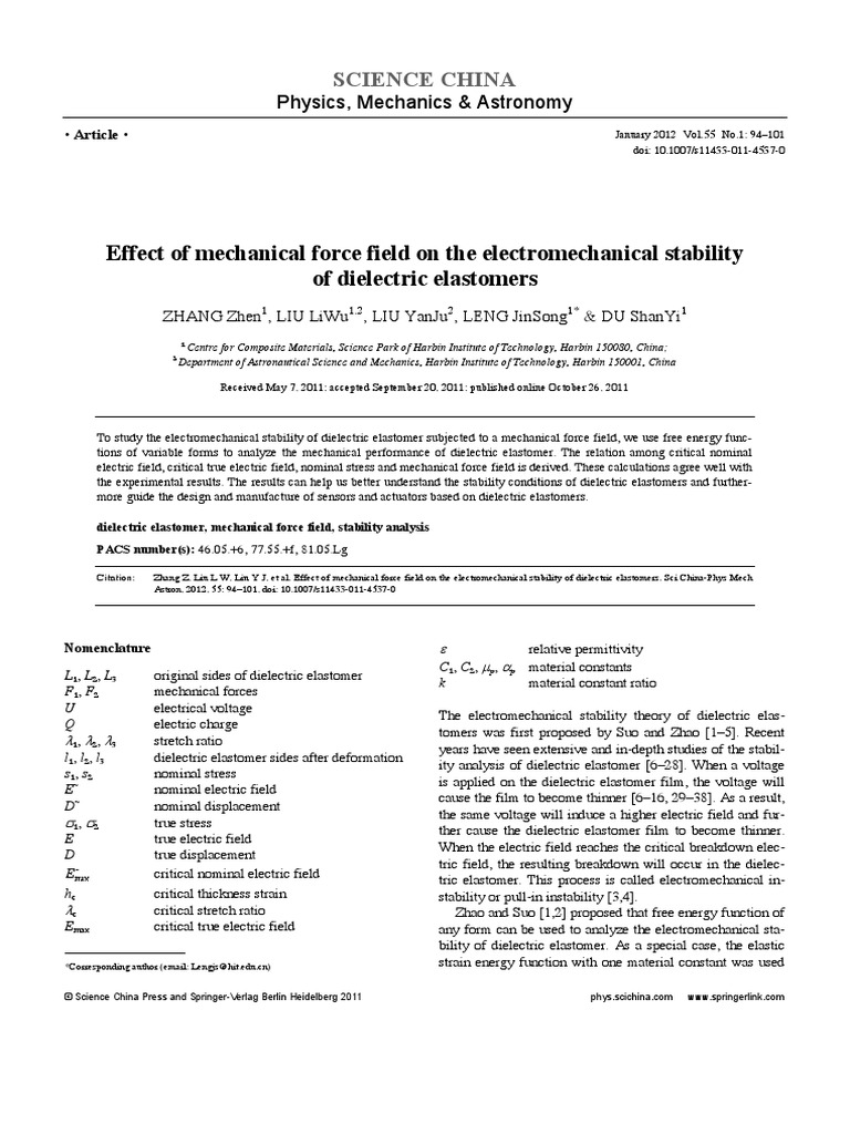 Effect of Mechanical Force Field On The Electromechanical Stability of ...