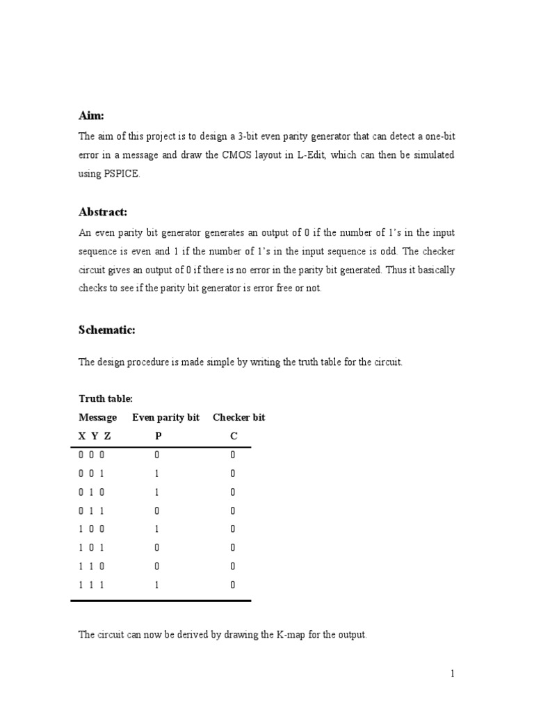 3-Bit Even Parity Generator Design | PDF | Mosfet | Cmos