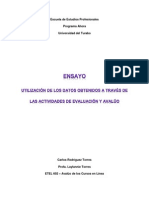 Ensayo Utilizacin de Los Datos Obtenidos A Travs de Las Actividades de Evaluacin y Avalo Taller 4