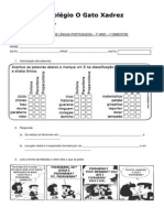 AVALIAÇÃO DE LÍNGUA PORTUGUESA 7º Ano 1º Bimestre