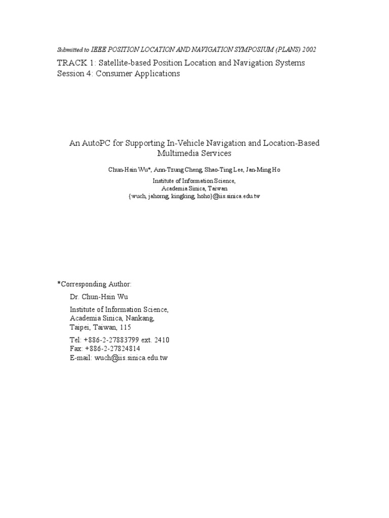 In-Vehicle Navigation with AutoPC System | PDF | Operating System ...