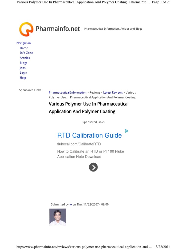Various Polymer in Pharmacy PDF Tablet (Pharmacy) Wetting