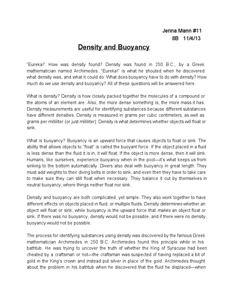 Density experiment lab report picture