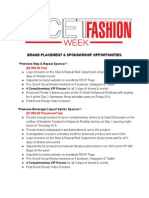 Facet Fashion Week Premiere Sponsorship Packages