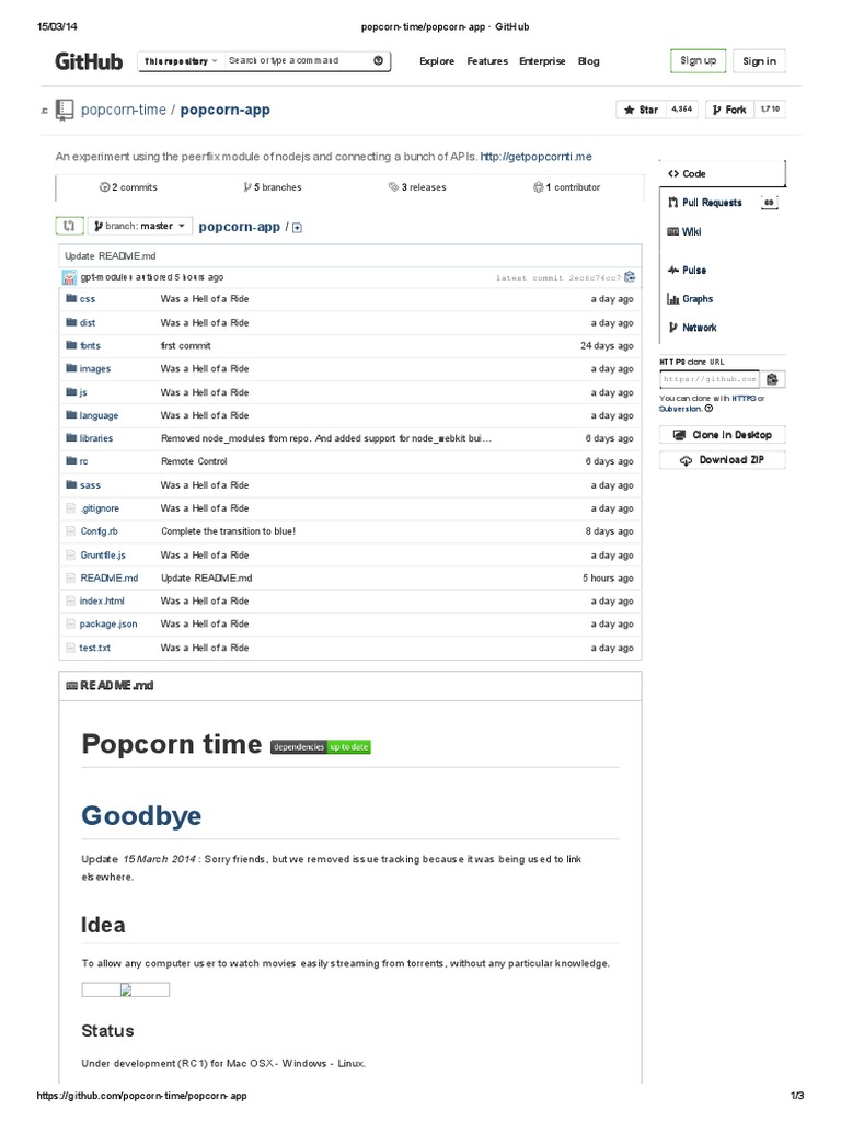 popcorntime_popcornapp · GitHub System Software Technology