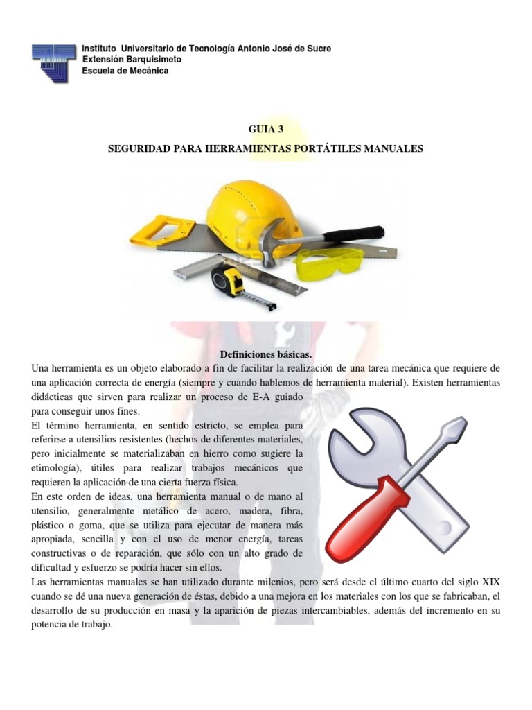 Guía 3. Seguridad para El Manejo de Herramientas Manuales Portátiles ...