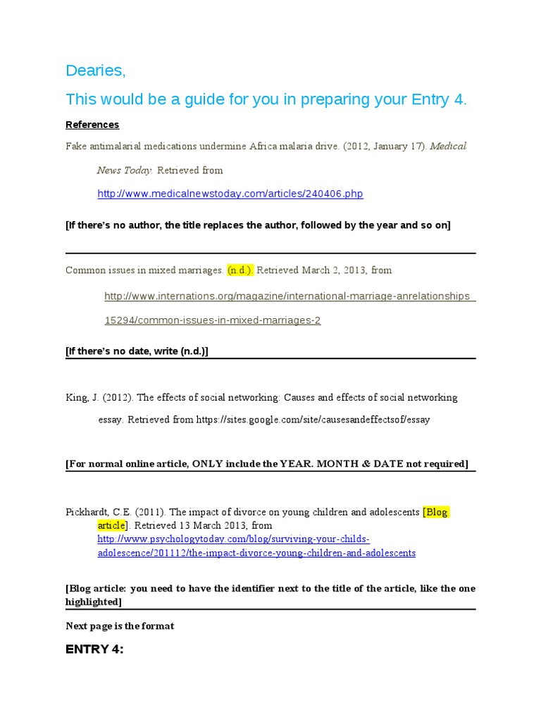 Entry 4 Reference Guide for Essays | PDF