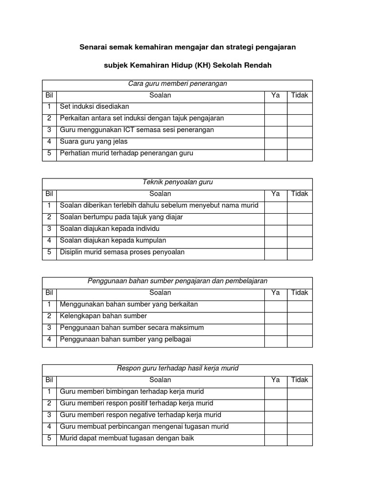 Senarai Semak Kh Docx