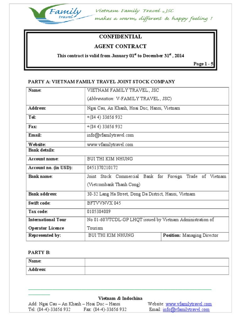 Travel Agent Contract Details | PDF | Hanoi | Ho Chi Minh City