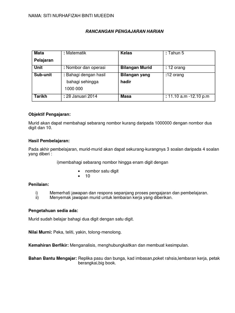 Contoh Rph Matematik Ts25 Pdf