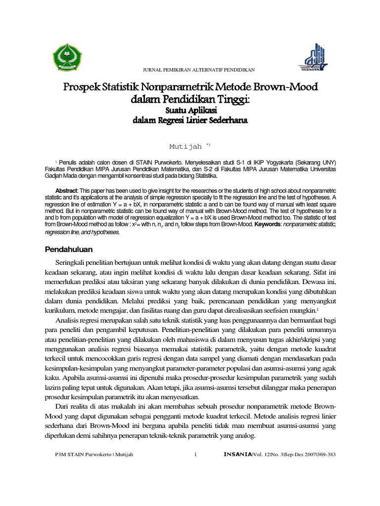 Jurnal Statistika Non Parametrik