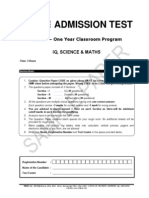 Fiitjee: Admission Test
