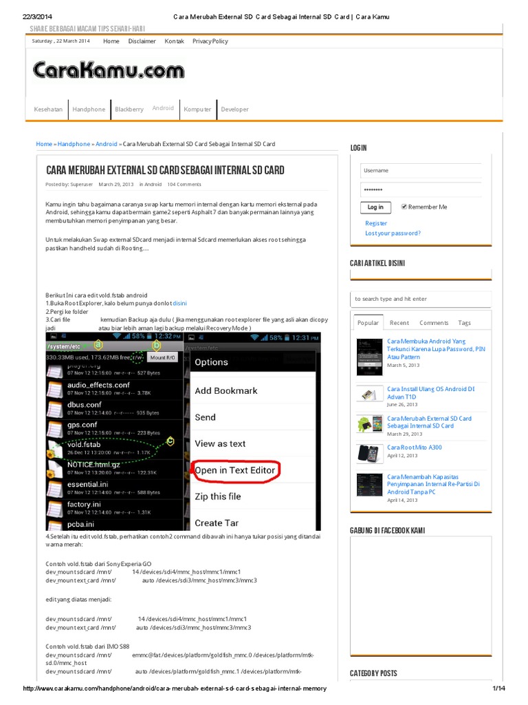 Cara Merubah External Sd Card Sebagai Internal Sd Card Cara Kamu