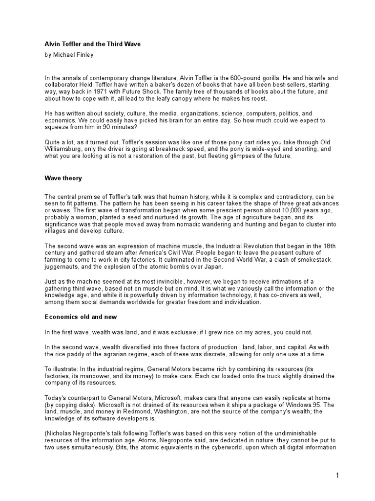 Alvin Toffler The Third Wave Pdf