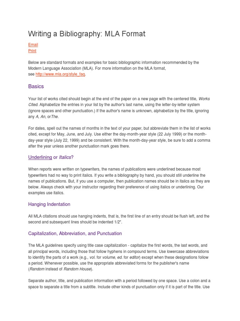 MLA Bibliography Writing Guide | PDF | Citation | Linguistics