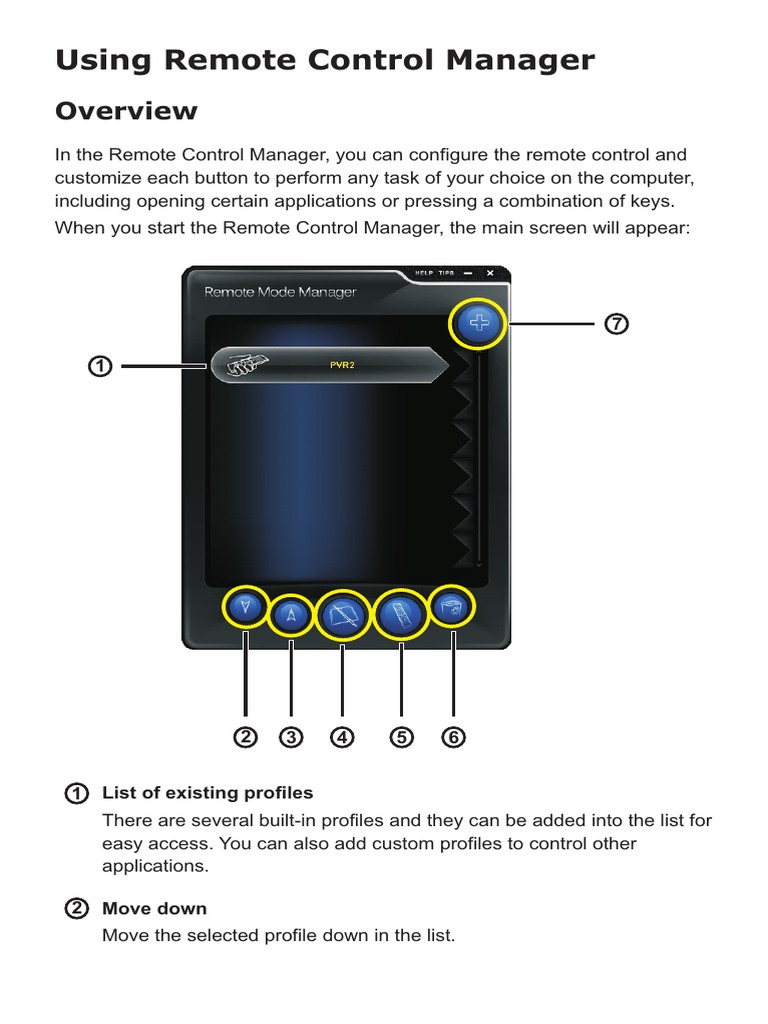 Using Remote Control Manager PDF Button Computer Keyboard