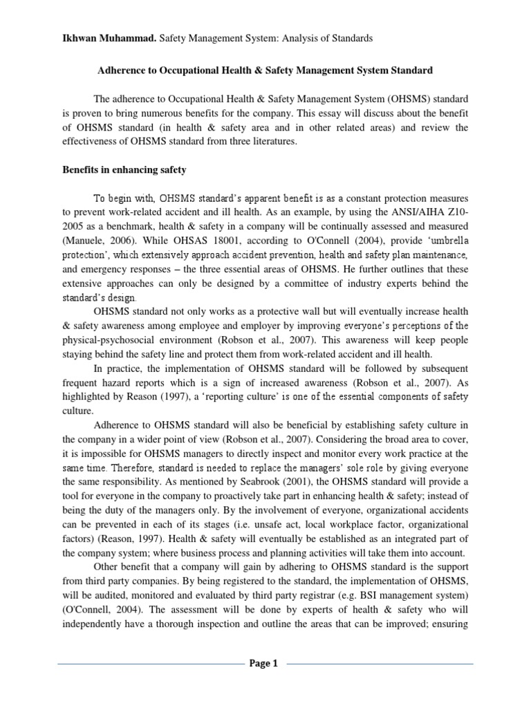 Analysis of Safety Management System Standards | PDF | Occupational ...