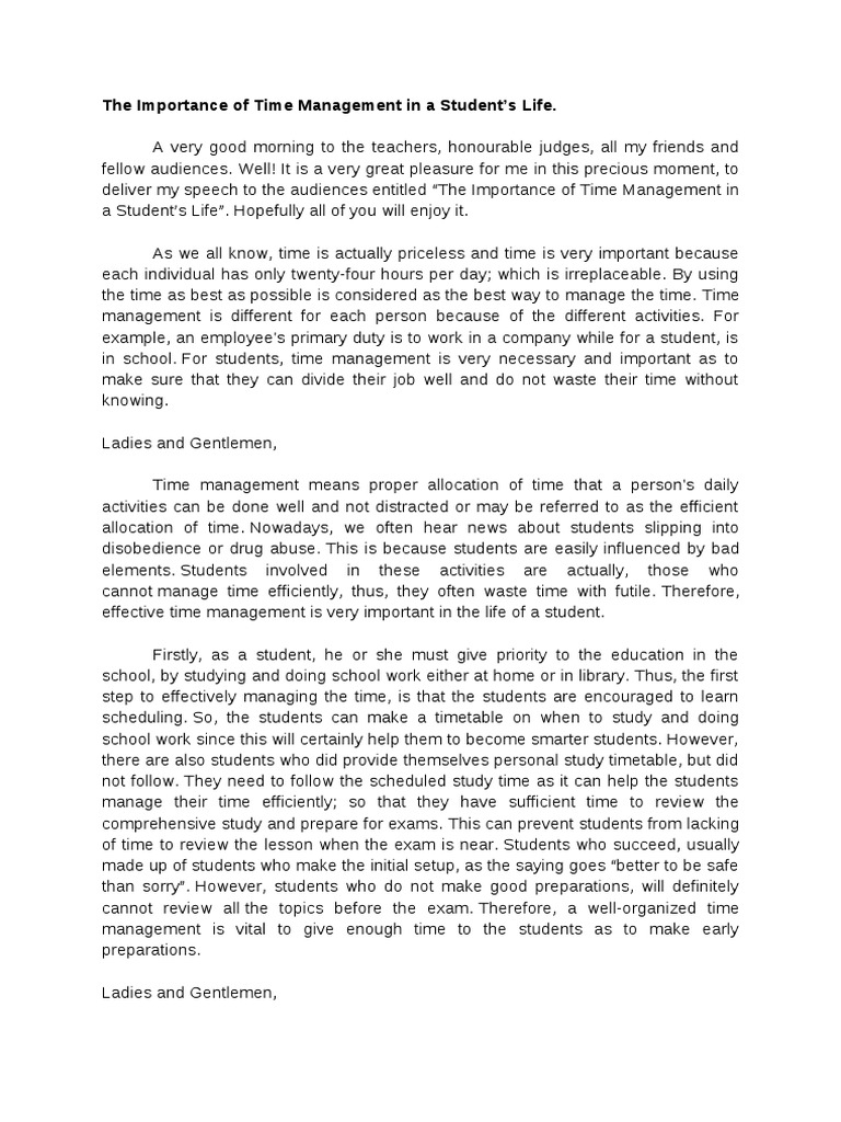 Importance of Time Management for Students | PDF | Psychology ...