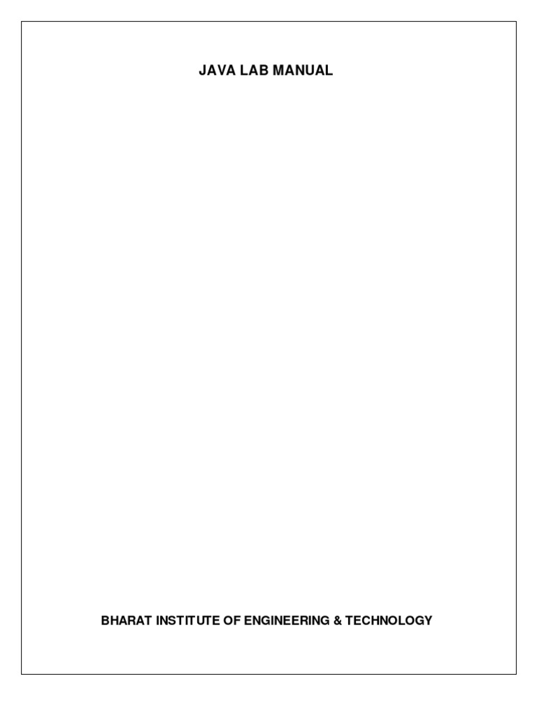 Java Manual Java (Programming Language) Class Programming