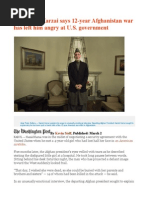 Interview Karzai Says 12-Year Afghanistan War Has Left Him Angry at U.S. Government