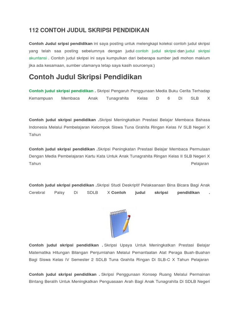 Contoh Judul Skripsi Pendidikan | PDF | Karier & Perkembangan | Sains ...