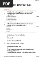 The Test On Dsa: Sorting by Selection 3mark Sorting by Insertion Sorting by Exchange Sorting by Removal