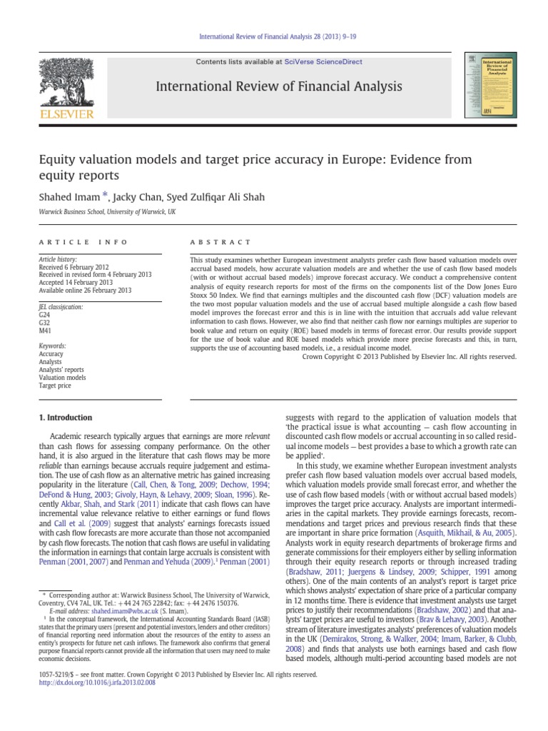 Equity Valuation Models and Target Price Accuray in Europe | PDF ...