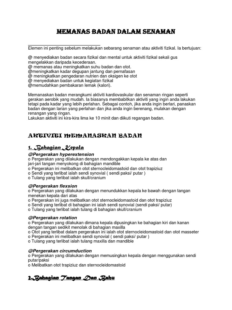 Memanaskan Badan Dalam Senaman Pdf