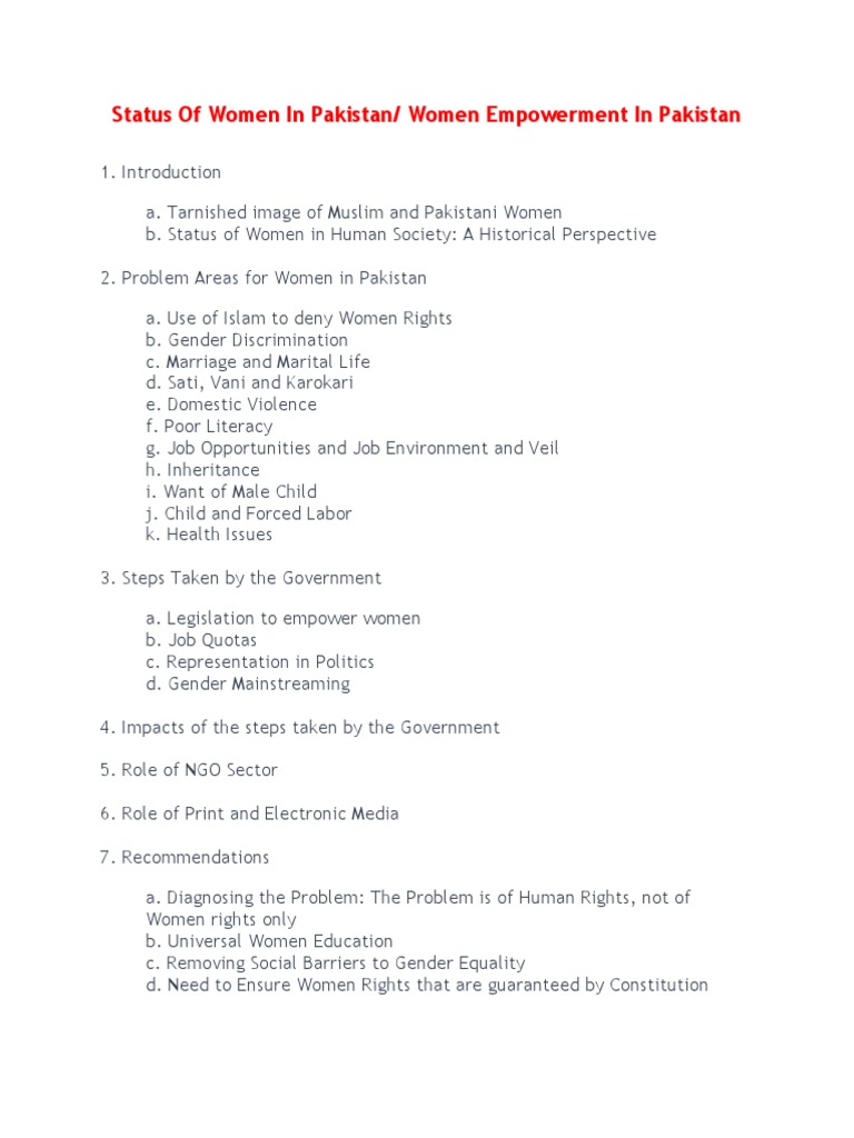 Status of Women in Pakistan | PDF