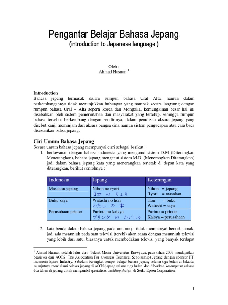 Belajar Bahasa Jepang Pemula Pdf