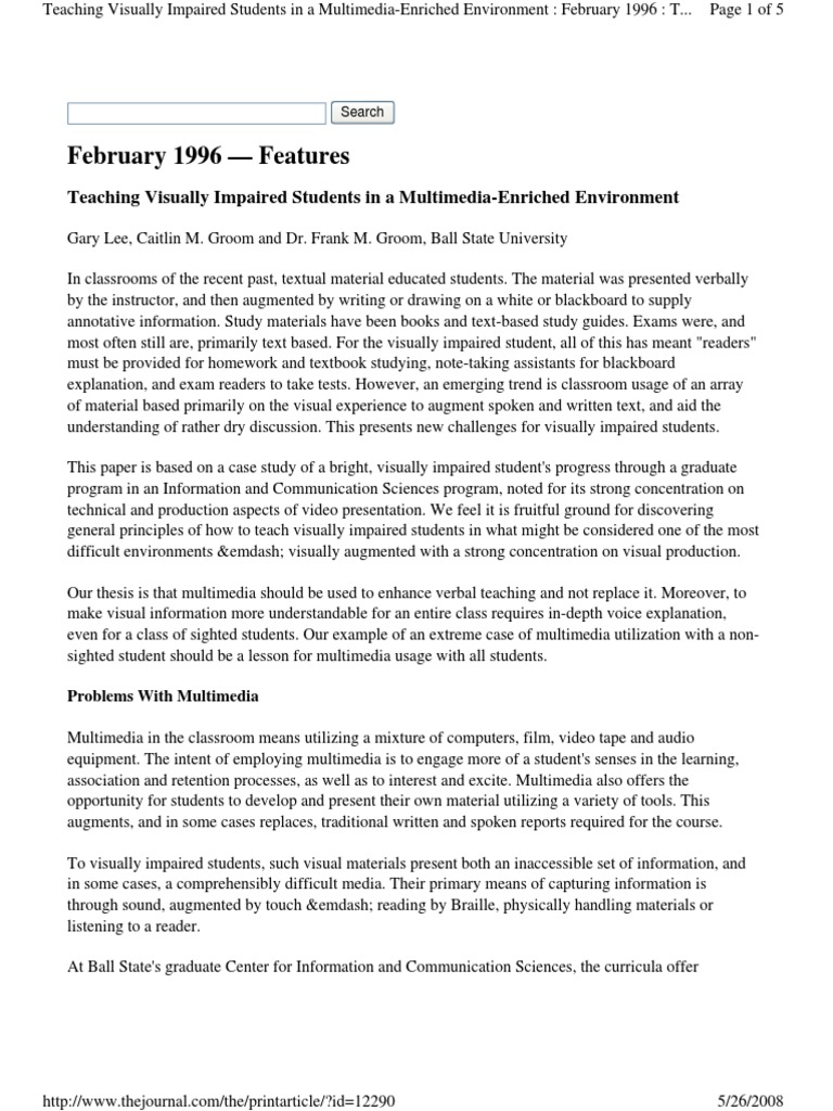 Teaching MM To Vis Impaired PDF Visual Impairment Test (Assessment)